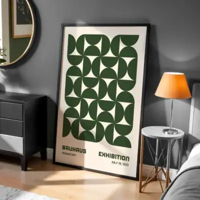 Bauhaus Sergisi 1923 Yeşil Doğanın Renkleriyle Modern Boho Dekoratif Tablo