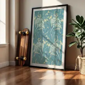 Alternative view of Beyaz Çiçekler Zarif Yapraklar Tasarımı Dekoratif Tablo