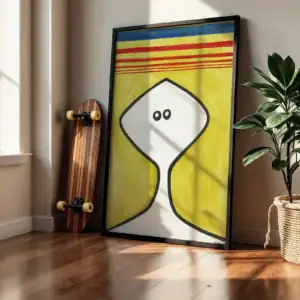 Alternative view of Beyaz Figür Mavi Çizgiler Dekoratif Tablo