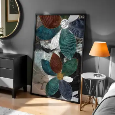 Boho Çiçek Detay Yeşil Dekoratif Tablo