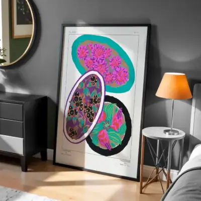 Çiçekli Halı Deseni Canlı Renkler Dekoratif Tablo