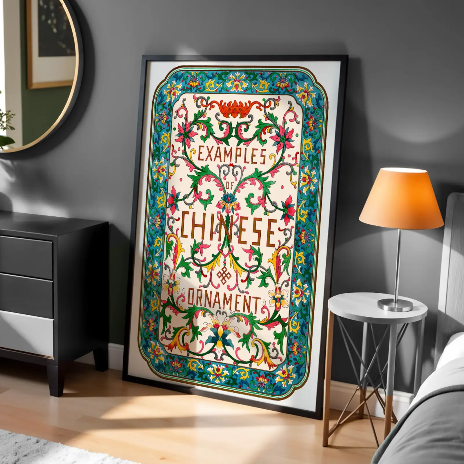 Çin Motifleri Çiçek Deseni Dekoratif Tablo