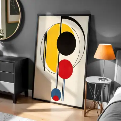 Bauhaus Renkli Geometri Dekoratif Tablo