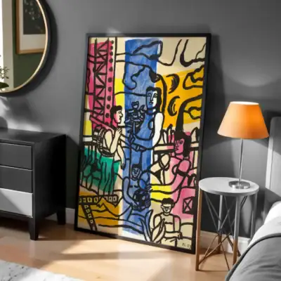 Geometrik Figürler ve İnsan Siluetleri Soyut İfade Dekoratif Tablo