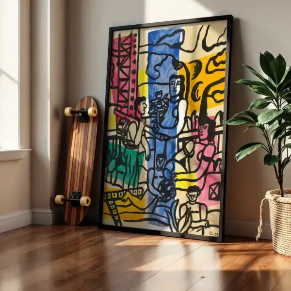 Alternative view of Geometrik Figürler ve İnsan Siluetleri Soyut İfade Dekoratif Tablo