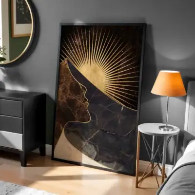 Gold Cizgiler Boho Dekoratif Tablo