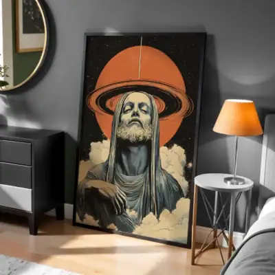 Güçlü Adam Yıldızlı Soyut Portre Dekoratif Tablo