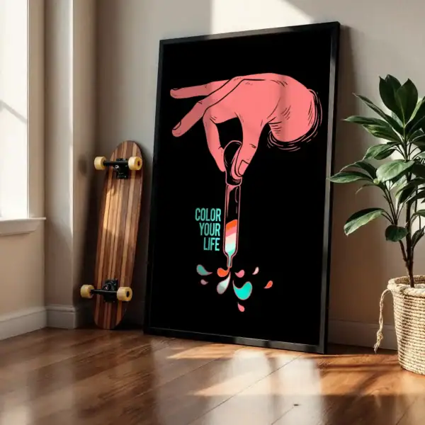 Alternative view of Hayatını Renklendir El İllüstrasyonu Dekoratif Tablo