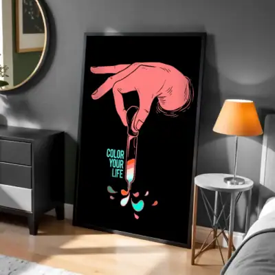 Hayatını Renklendir El İllüstrasyonu Dekoratif Tablo