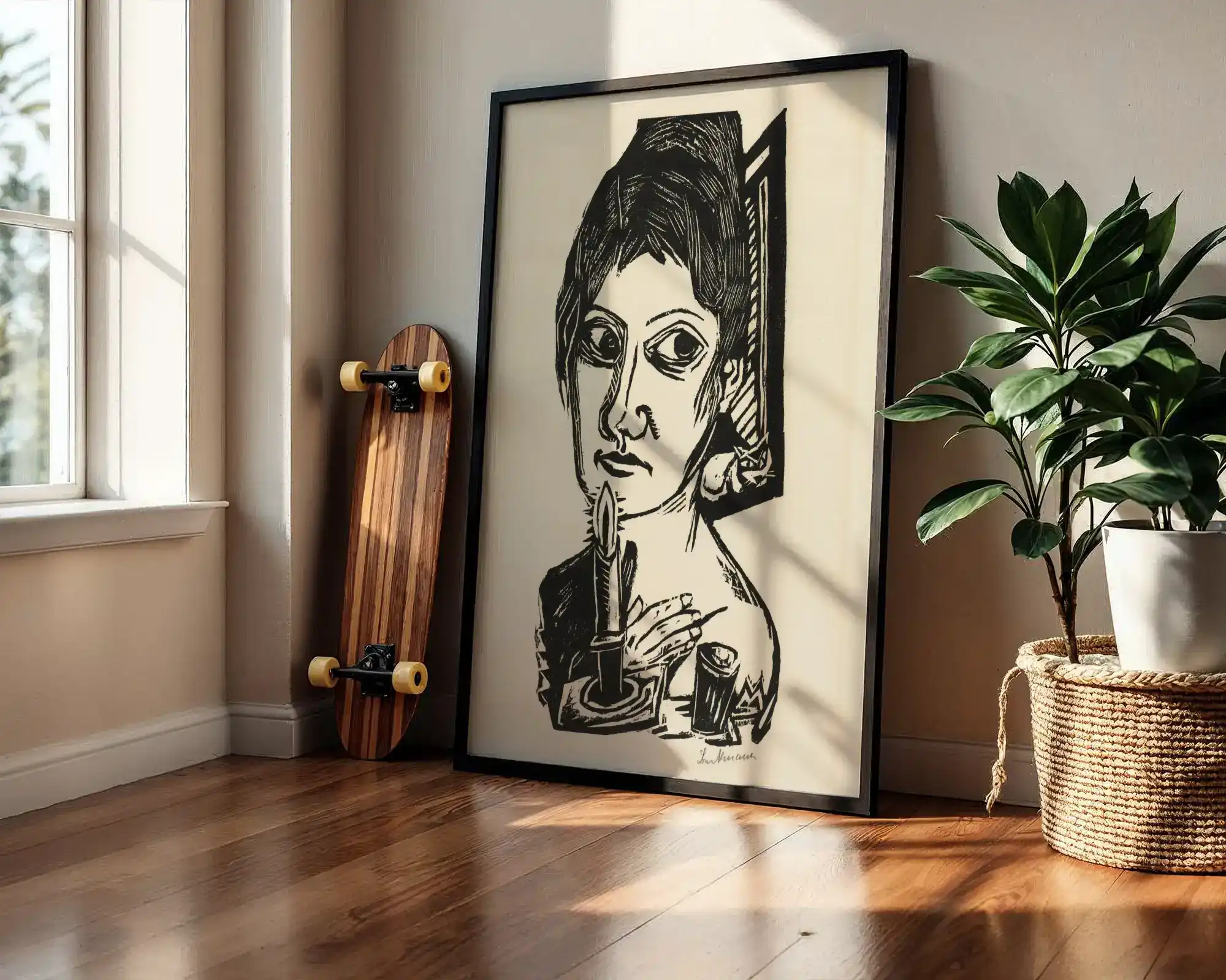 Kadın Portresi Siyah Beyaz Sanat Dekoratif Tablo - Görsel 2