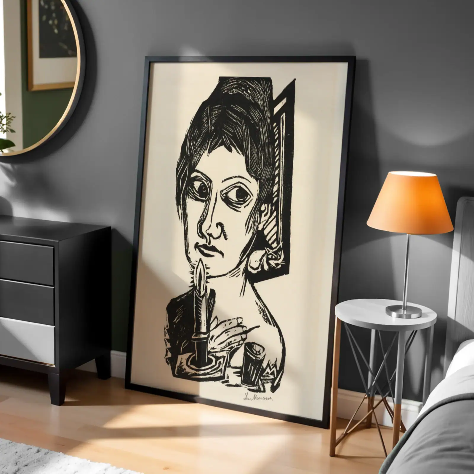 Kadın Portresi Siyah Beyaz Sanat Dekoratif Tablo