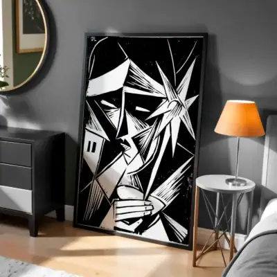 Karmaşık Geometrik Şekiller Soyut Çizim Dekoratif Tablo