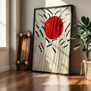 Alternative view of Kırmızı Güneş Soyut Sanat Dekoratif Tablo