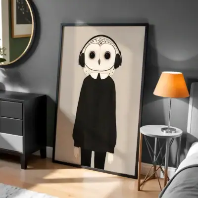 Kuş Başlı İnsan Soyut Tasarım Dekoratif Tablo