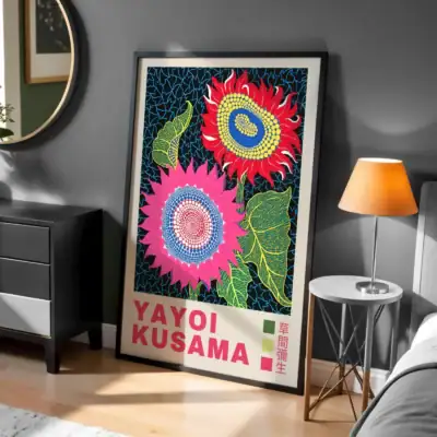 Kusama Yayoi Çiçekler ve Doğa Tasarım Dekoratif Tablo
