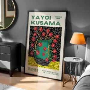 Kusama Yayoi Çiçekli Renkli Tasarım Dekoratif Tablo