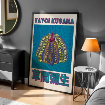 Kusama Yayoi Çizgili Balkabakları Renkli Tasarım Dekoratif Tablo