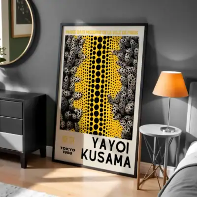 Kusama Yayoi Dotlar ve Arka Plan Soyut Tablo