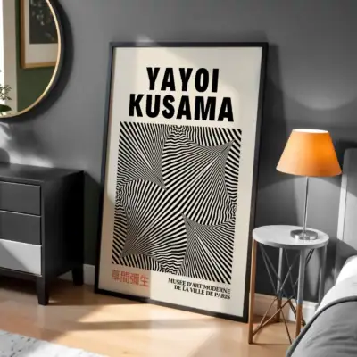 Kusama Yayoi Geometrik Çizgiler Siyah Beyaz Dekoratif Tablo
