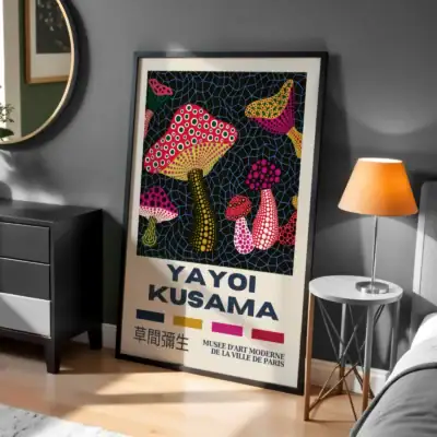 Kusama Yayoi Geometrik Çizgilerle Renkli Tablo