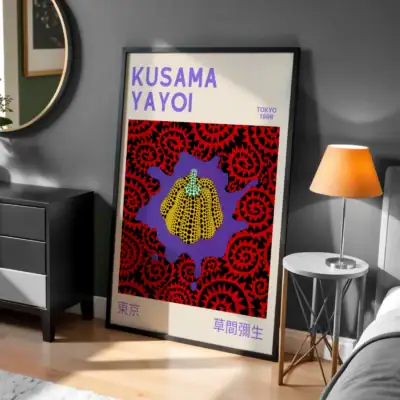 Kusama Yayoi Kırmızı Daireler Dekoratif Tablo