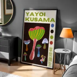 Kusama Yayoi Mantarlar Geometri Desen Dekoratif Tablo