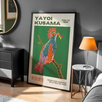Kusama Yayoi Renkli Kuş Dekoratif Tablo