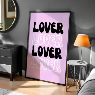 Lover Yazısı Groovy Tarzı Dekoratif Tablo
