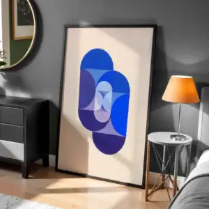 Mavi Geometrik Şekiller Tasarım Dekoratif Tablo