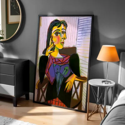 Picasso Tarzı Kadın Portresi Soyut Çizgiler Tasarımı Dekoratif Tablo