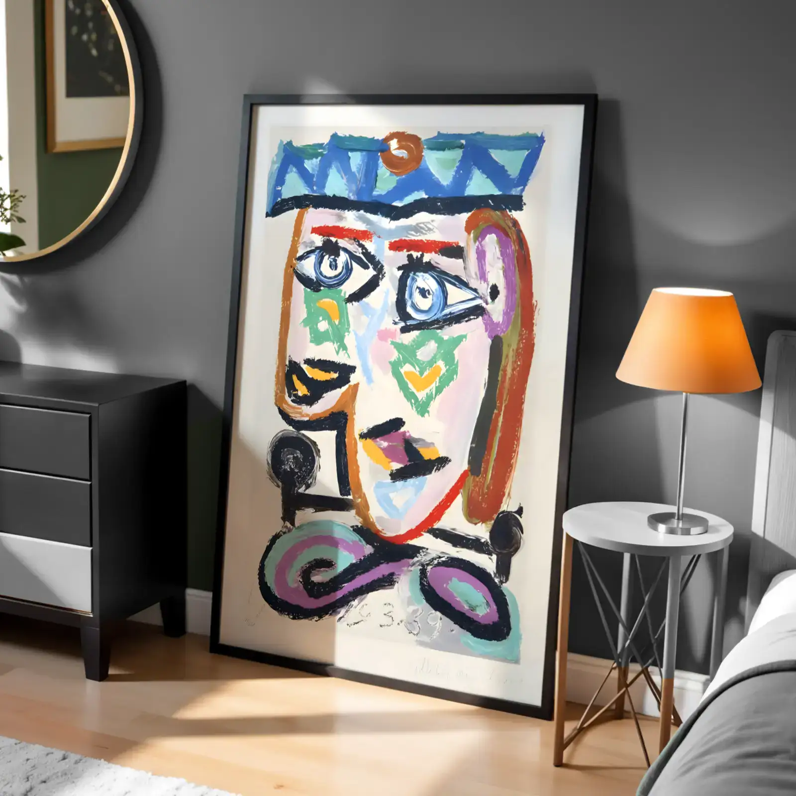 Picasso Tarzı Yüz Geometrik Desen Tasarımı Dekoratif Tablo