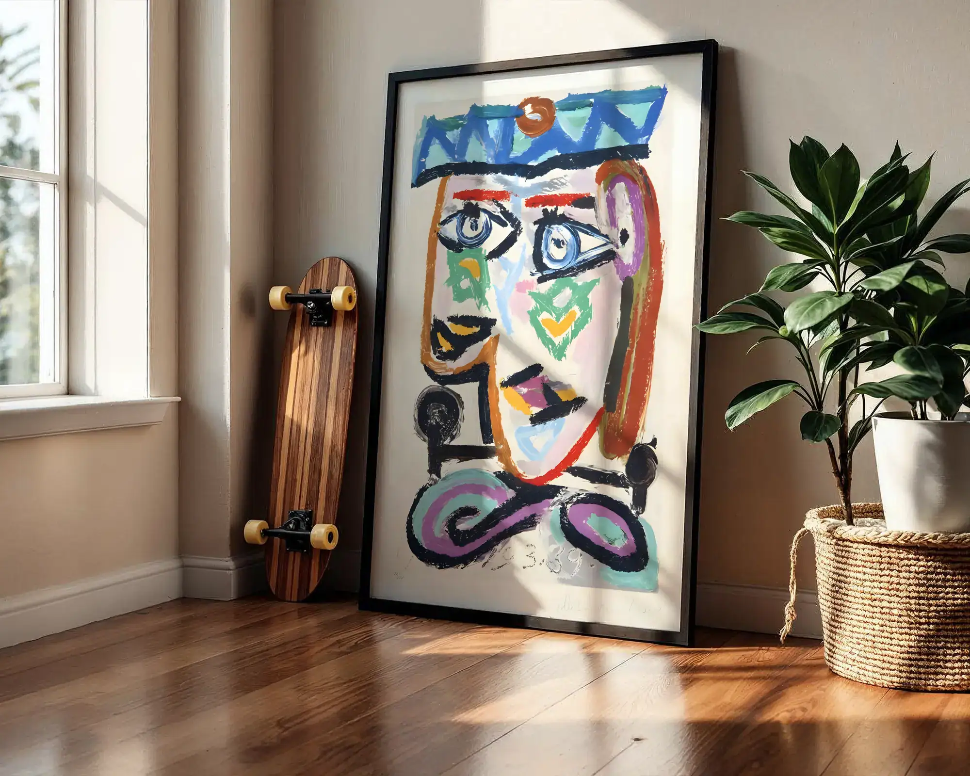 Picasso Tarzı Yüz Geometrik Desen Tasarımı Dekoratif Tablo - Görsel 2