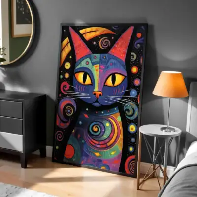 Renkli Kedi Dekoratif Tablo