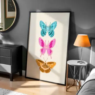 Renkli Kelebekler Soyut Doğa Dekoratif Tablo