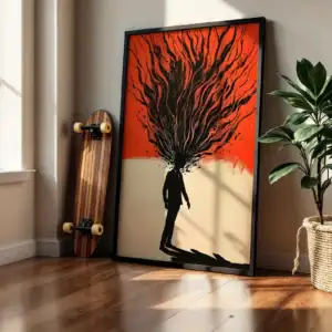 Alternative view of Siyah Başlıkta Soyut Kafatası Dekoratif Tablo