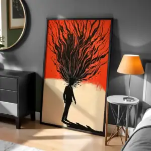 Siyah Başlıkta Soyut Kafatası Dekoratif Tablo