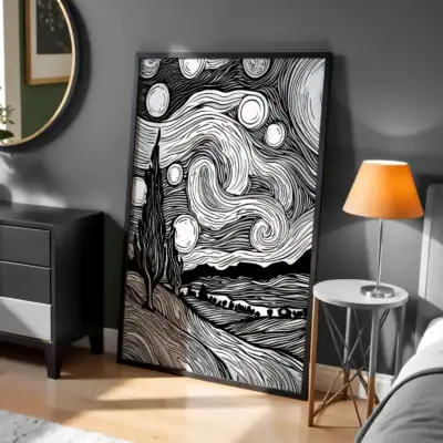 Siyah Beaz Kontur Dekoratif Tablo