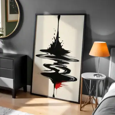 Siyah Kırmızı Yağmur İzleri Dekoratif Tablo