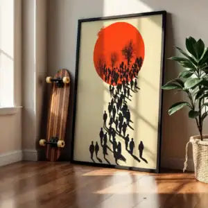 Alternative view of Siyah Silüet Yürüyüşü Dekoratif Tablo