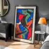 Soyut Balık Deseni Canlı Renkler Dekoratif Tablo