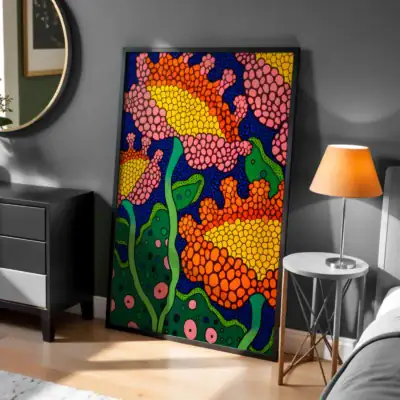 Soyut Çiçek Deseni Renkli Tasarım Dekoratif Tablo