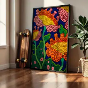 Alternative view of Soyut Çiçek Deseni Renkli Tasarım Dekoratif Tablo