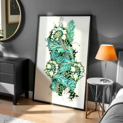 Soyut Çiçek Renkli Dekoratif Tablo