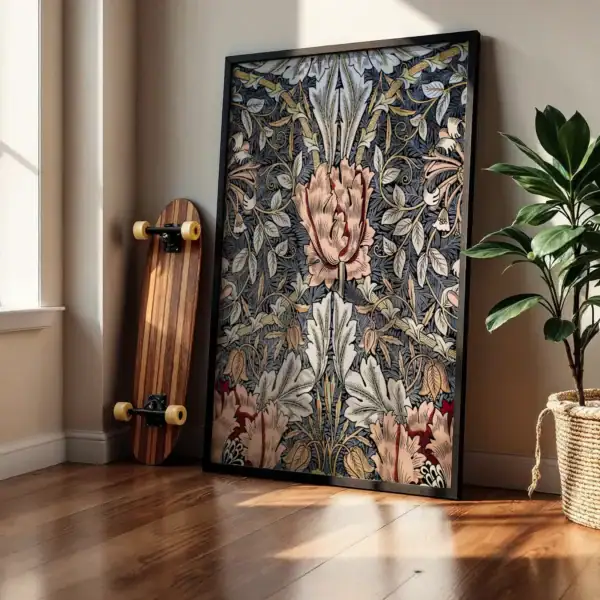 Alternative view of Soyut Çiçek Yaprak Tasarımı Renkli Dekoratif Tablo