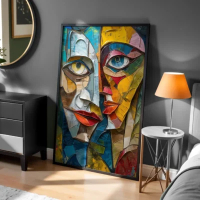 Soyut Çift Yüz Zıtlıkla İfade Dekoratif Tablo