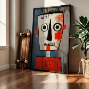 Alternative view of Soyut Figür Kırmızı Beyaz Yüz Tasarımı Dekoratif Tablo