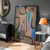 Soyut İnsan Figürü Geometrik Doku Tasarımı Dekoratif Tablo