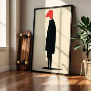 Alternative view of Soyut İnsan Silueti Kırmızı Başlık Dekoratif Tablo