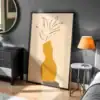 Soyut Vazo ve Yapraklar Doğal Estetik Boho Dekoratif Tablo