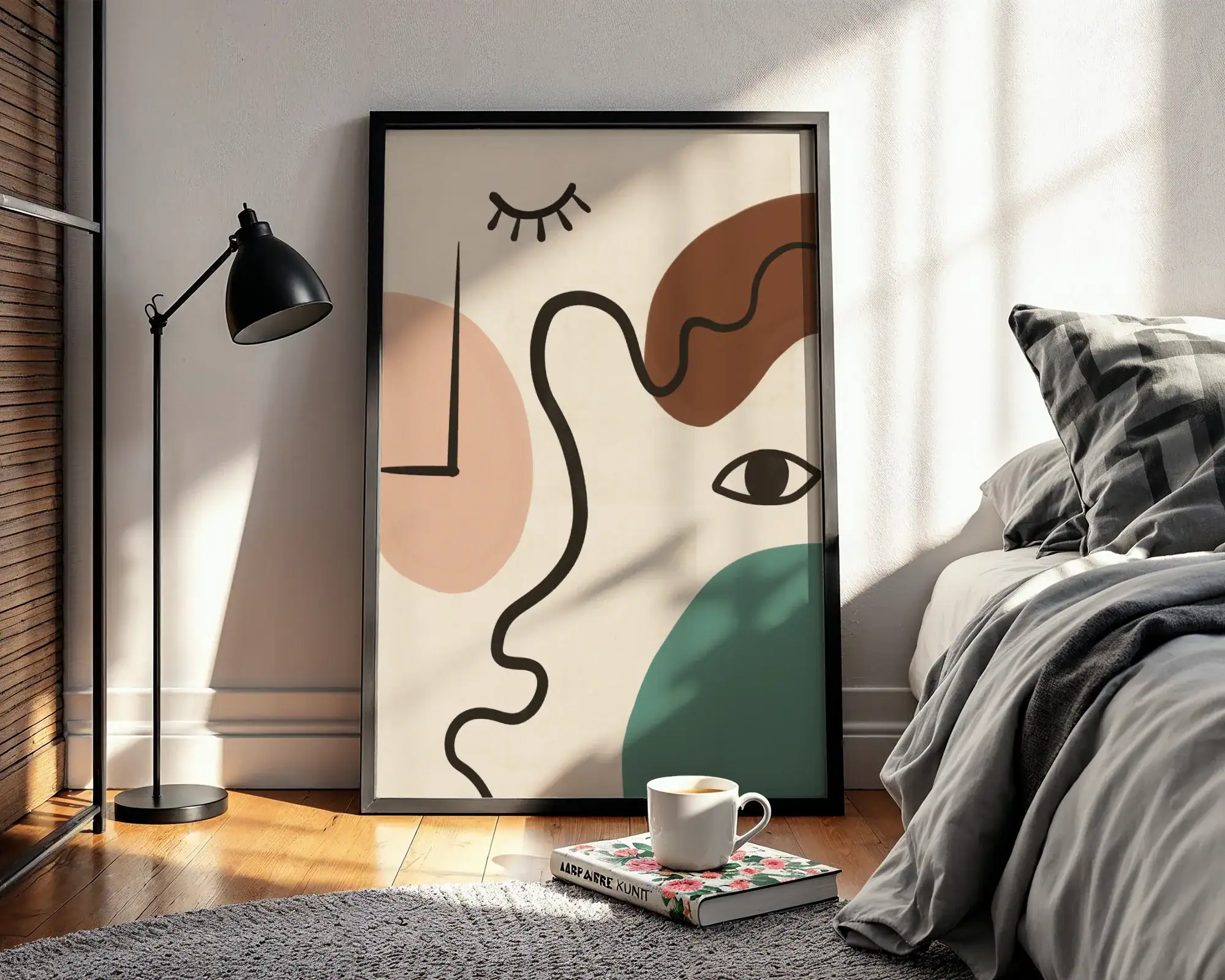 Soyut Yüz Çizgilerle İfade Boho Dekoratif Tablo - Görsel 3